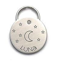 Algopix Similar Product 10 - Moon and Stars Dog ID Tag  Unique