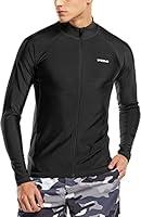 Algopix Similar Product 1 - TSLA Mens Long Sleeve Zip Rash Guard