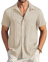 Algopix Similar Product 9 - COOFANDY Mens Beach Shirt Short Sleeve