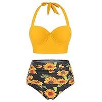 Algopix Similar Product 12 - Women Hight Wiast Bikinis Sets Halter