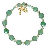 Algopix Similar Product 15 - Green Jade/Gold Trim 8mm Rosary Bracelet