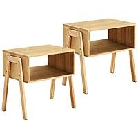 Algopix Similar Product 2 - LASUAVY Bamboo Nightstands Set of 2 