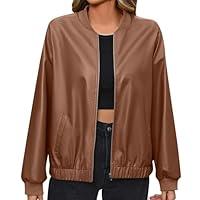 Algopix Similar Product 5 - iZZZHH Womens Oversized Leather Jackets