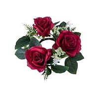 Algopix Similar Product 13 - Qinlenyan Artificial Rose Wreath Candle