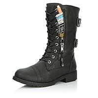 Algopix Similar Product 11 - DailyShoes Womens Military Lace Up