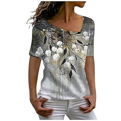 Best Deal for Summer Shirt for Women Plus Size Blouse Satin Silk Hawaii
