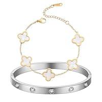 Algopix Similar Product 8 - TICVRSS 18K Gold Plated Clover Bracelet