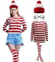 Algopix Similar Product 11 - Focupaja Adult Red and White Striped