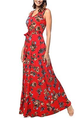 MEROKEETY Womens 2024 Summer Sleeveless Halter Neck Floral Print Ruffle A  Line Boho Mini Dresses