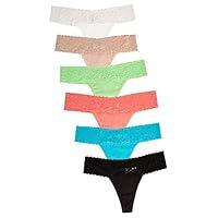 Algopix Similar Product 15 - 6 Pack Cotton Thong Underwear Lace Trim