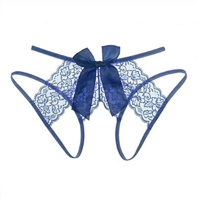 Women's Sexy Mesh & Lace Thong Panties With Large Bow
