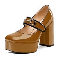 Algopix Similar Product 4 - MERRORI Brown Mary Jane Shoes for Women