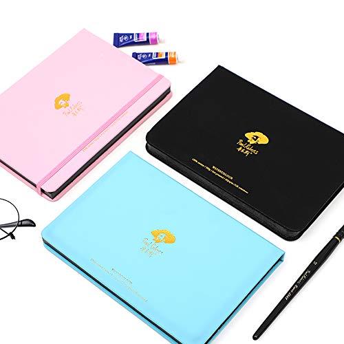 Square 3.9X3.9 300gsm Portable Watercolor Paper Pad Journal 60pgs (30  Sheets Front Back 2 Textures) Travel Size for Calligrapher Watercolour Watercolor  Sketch Book Water Color Paper Notebook Black