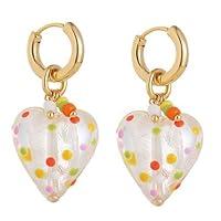 Algopix Similar Product 9 - Heart Earrings Murano Style Glass