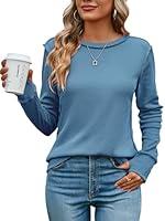 Algopix Similar Product 8 - Halife Womens Waffle Knit Tops Long