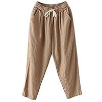 Algopix Similar Product 8 - MITCOWBOYS Linen Loose Pants Women