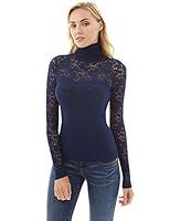 Algopix Similar Product 1 - PattyBoutik Women Turtleneck Sheer Lace