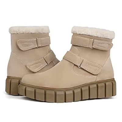 SHIBEVER Winter Snow Boots for Women: Black Warm Fur
