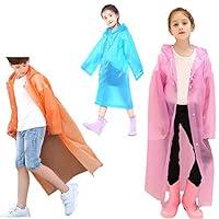 Algopix Similar Product 14 - CLEYCYE Kids Rain Poncho Raincoat with