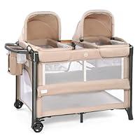 Algopix Similar Product 14 - JOYMOR Twin Bassinet for Baby Beige