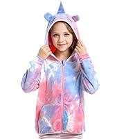 Algopix Similar Product 1 - Julerwoo Girls Unicorn Zipper Hoodie