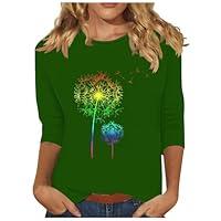 Algopix Similar Product 11 - Womens 34 Sleeve Crewneck Tshirts