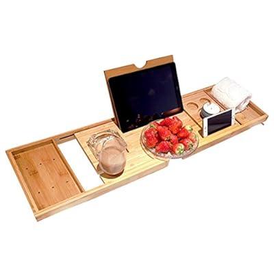 ROYAL CRAFT WOOD Luxury Bathtub Caddy Tray, One or Two Person Bath and Bed  Tray, Bonus Free Soap Holder (Natural Bamboo Color) (Natural)