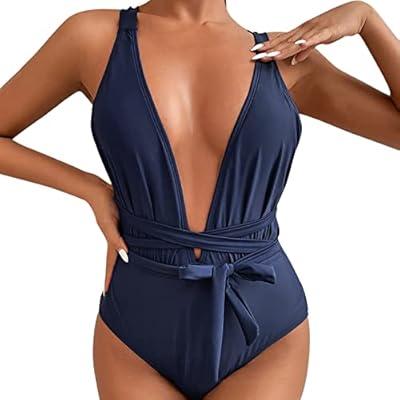 Best Deal for Women's One Pieces Bathing Suits Criss Cross Tie Knot Front