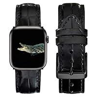 Algopix Similar Product 5 - Black Crocodile Leather Band Compatible