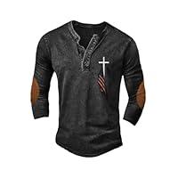 Algopix Similar Product 4 - MOGUI Mens Vintage Flag Cross Shirt