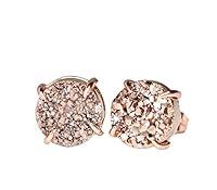 Algopix Similar Product 16 - Gold Druzy Gemstone Prong Stud Earring