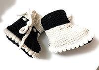 Algopix Similar Product 6 - Crochet baby boots in black white