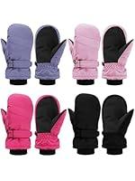 Algopix Similar Product 8 - 4 Pairs Kids Ski Gloves Waterproof Warm