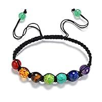 Algopix Similar Product 5 - MILAKOO Braided Rope 7 Chakra Bracelet