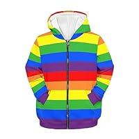 Algopix Similar Product 3 - Jekioweii Kids Zip UP Rainbow Stripes