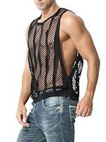 Algopix Similar Product 12 - HASWECHYS Mens See Through Fishnet Tank