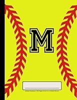 Algopix Similar Product 9 - Softball Notebook Monogram Letter M 