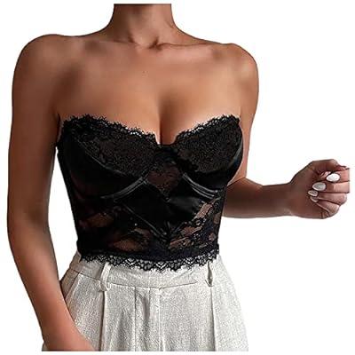 Women's Spaghetti Strap Tank Top Sexy Camisole Lace Trim Backless Cami  Bustier Shirt Y2K Summer Going Out Tops