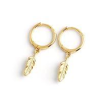 Algopix Similar Product 20 - Feather Earrings for Women Gold Huggie