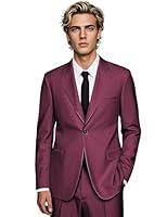 Algopix Similar Product 18 - HUUTOE Wine Red Suit Men Mens Wedding