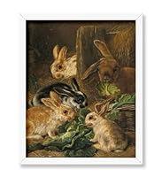 Algopix Similar Product 15 - Monem Art Vintage Rabbits Painting