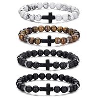 Algopix Similar Product 4 - RANKEEF Cross Bracelet For Men 8MM Mens