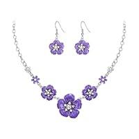 Algopix Similar Product 7 - Crysdue Flower Collar Necklace Earrings