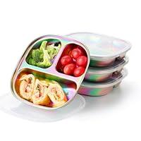 Algopix Similar Product 10 - AIEVE Stainless Steel Kids Plates Pack