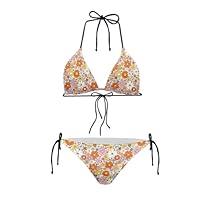 Algopix Similar Product 10 - JEOCODY Marble High Cut Bikini Two