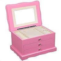 Algopix Similar Product 19 - SONGMICS Girls Jewelry Box Pink Wooden