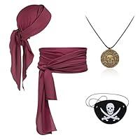 Algopix Similar Product 7 - WooHand Pirate Costume 4Pcs Women Men