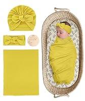 Algopix Similar Product 7 - ZURLEFY Yellow Stretchy Baby Swaddle