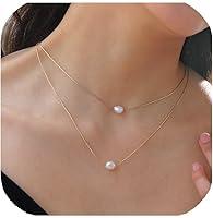 Algopix Similar Product 20 - Dainty Gold Pearl Necklace for Women