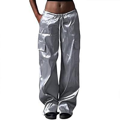 Women Baggy Pants Casual Wide Leg Sweatpants Cargo Trousers Drawstring Low  Waist